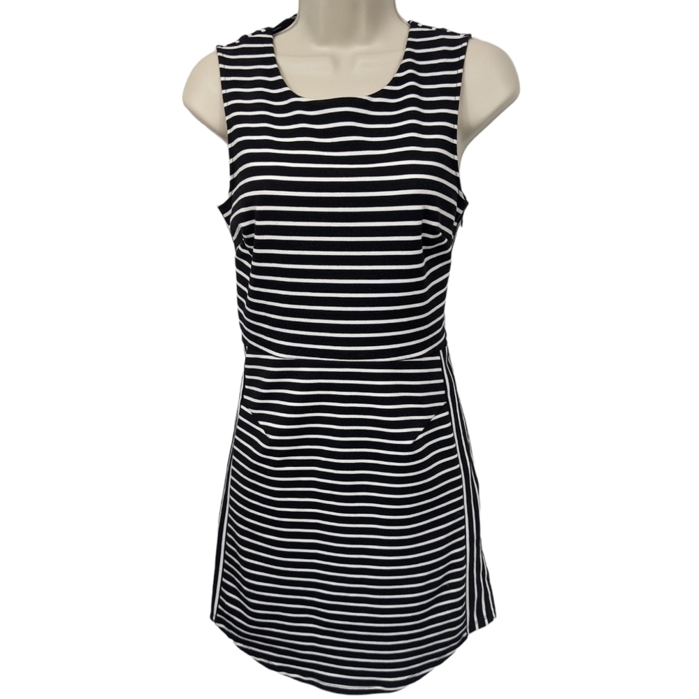 Silence + Noise Sleeveless Ponte Knit Stripe Dress Sz M